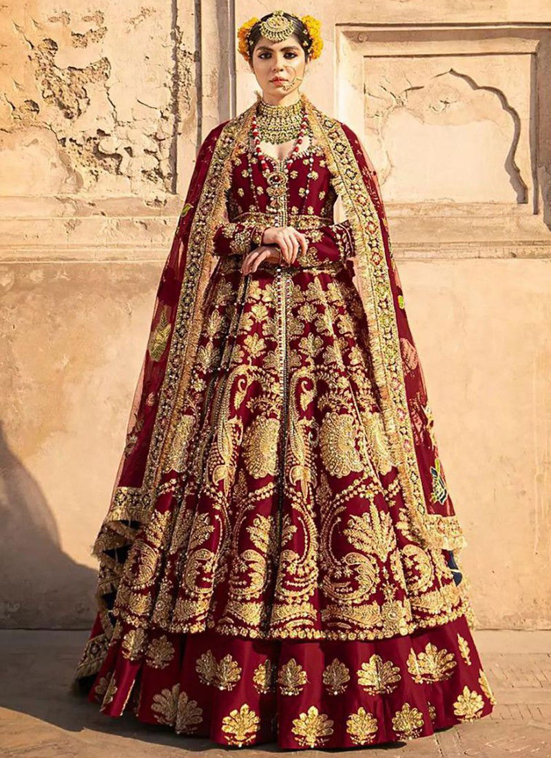 Maroon Colour KB 1061 New Latest Designer Velvet Bridal Heavy anarkali Suit Collection 1061 Maroon